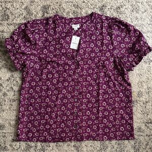 J. Crew Factory Purple Floral Blouse